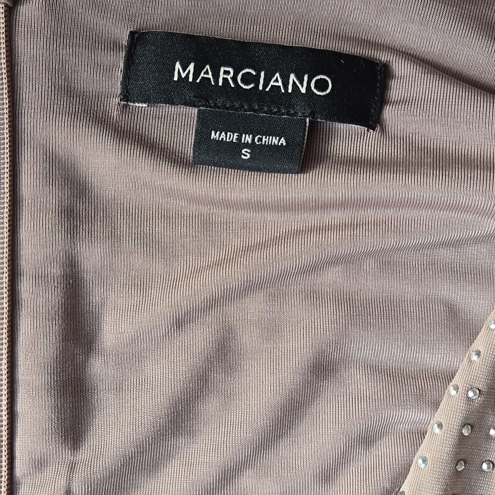 MARCIANO Crystal Wrap Dress in Taupe size S - Picture 5 of 9